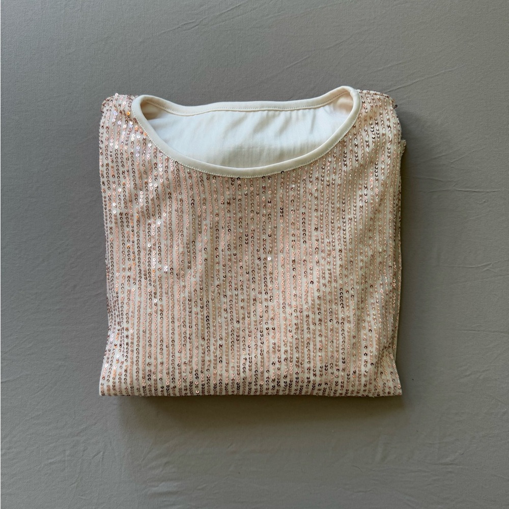 Sequined Crewneck Blouse - Blush Pink